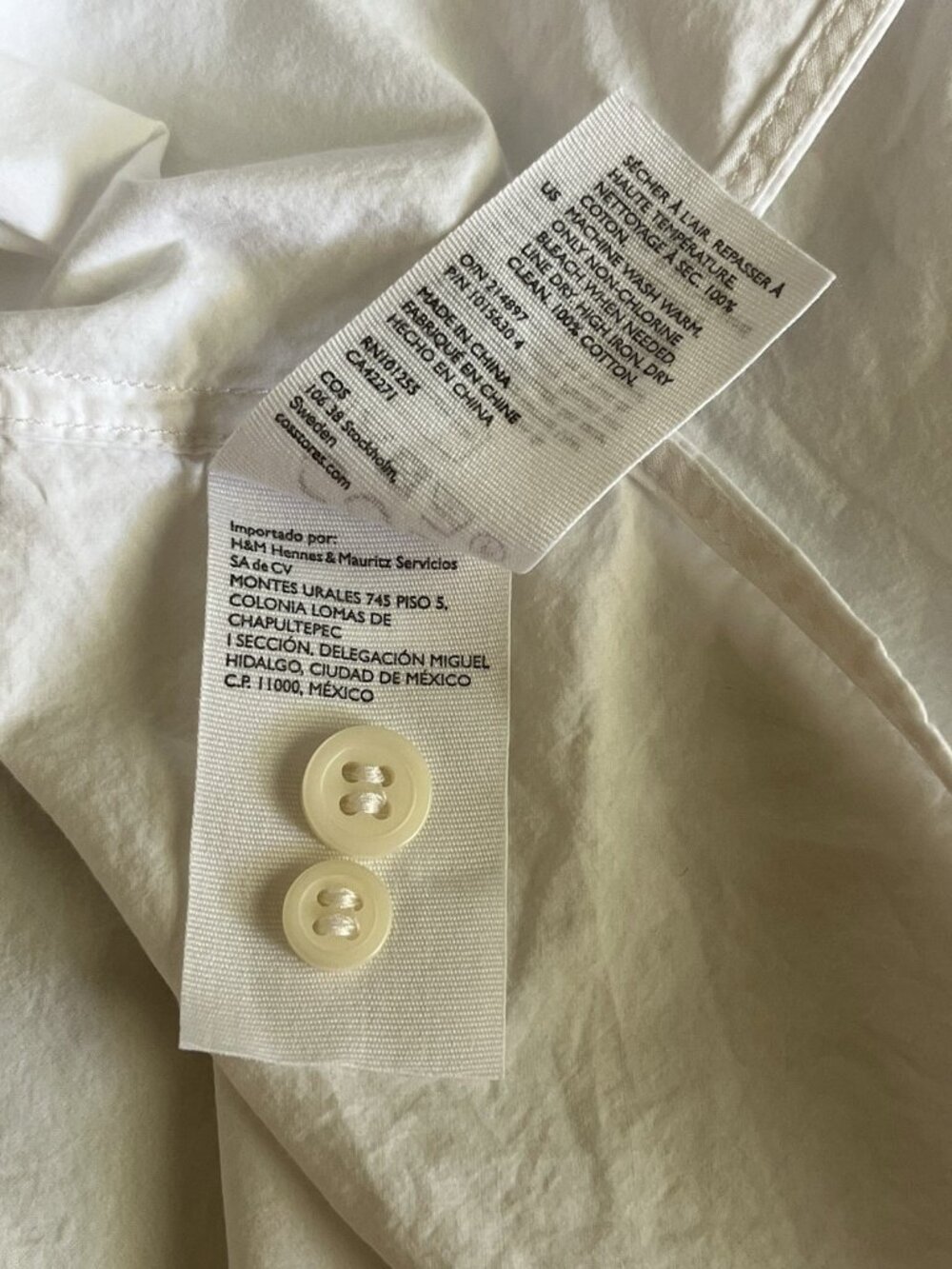 COS Women’s Shirt Dress Minimalist Lagenlook White Cotton Relaxed Size 12 Summer - Picture 12 of 13